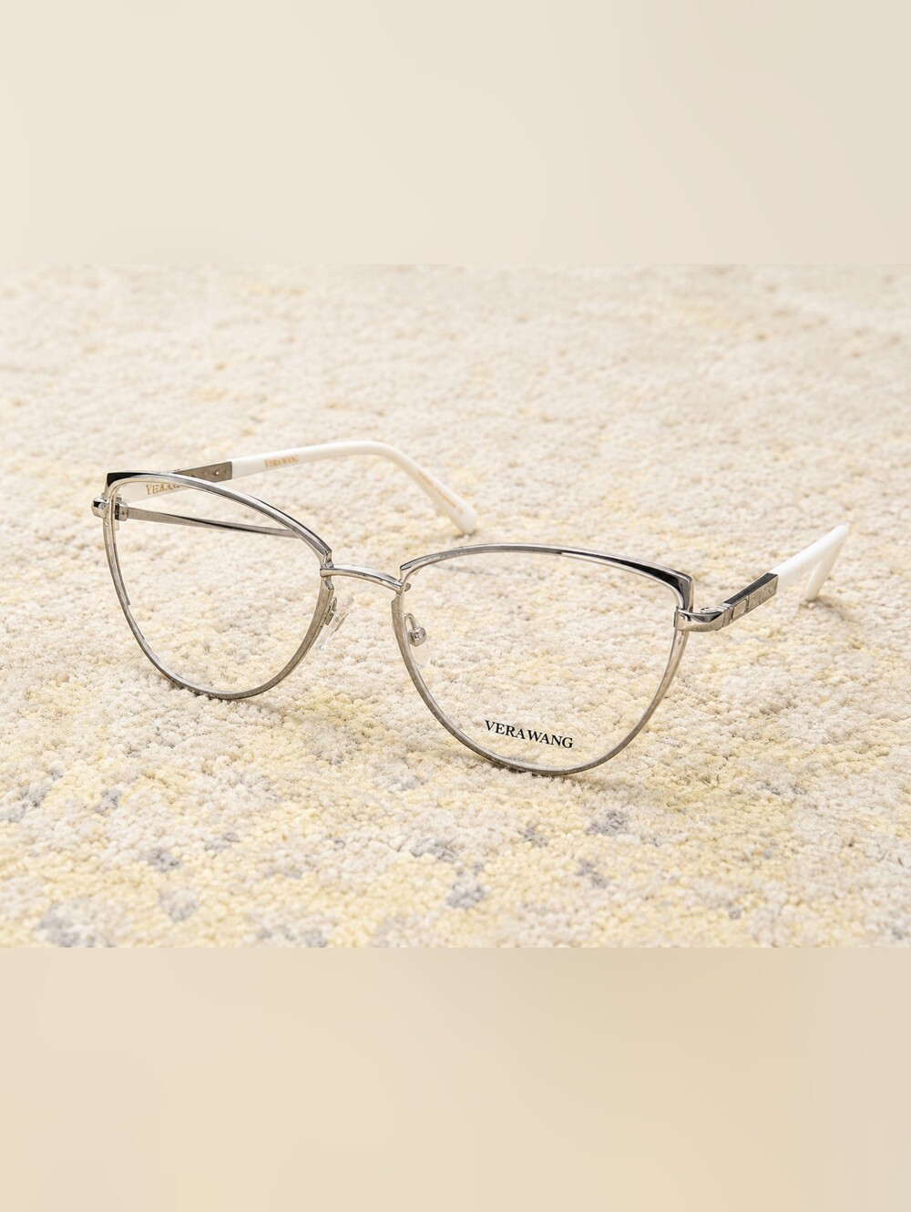 New Vera Wang V929 CH Cat-Eye Eyeglasses Frames Silver & White  55-17-135 mm